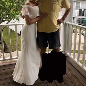 Two piece white prom dress